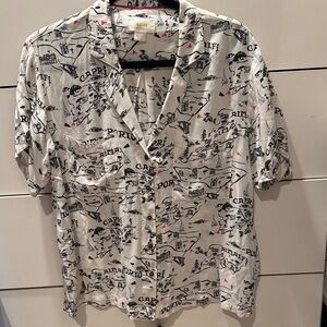 Maeve Women’s Short-Sleeve Printed Resort Shirt - White/Black